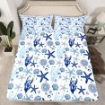thumbnail image 2 of Erosebridal Blue Starfish Sheet Set Twin,Marine Animal Bedding Sets Twin Size,Sealife Room Decorative,Breathable,3pcs, 2 of 7