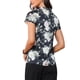 thumbnail image 3 of Blusas de trabajo de satén INSPIRE CHIC para mujeres, blusa casual de negocios con mangas de capucha, floral, vintage, M, azul oscuro, 3 of 6