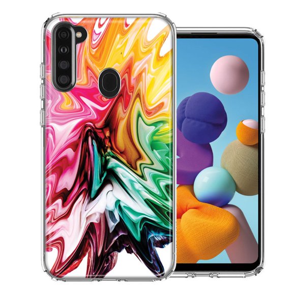 MUNDAZE For Samsung A21 Rainbow Flower Abstract Design Double Layer Phone Case Cover