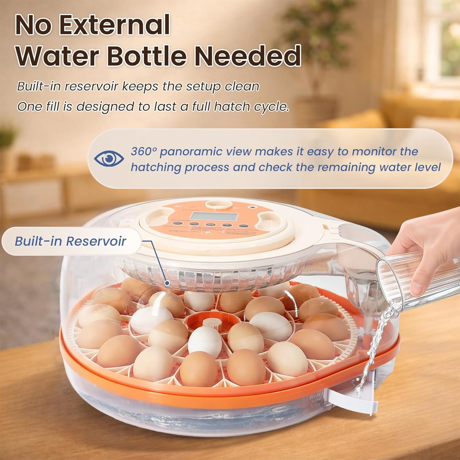 2026 New Smart Chicken Egg Incubator with Voice Control, 26 Chicken/59 Bird Incubators for Hatching Eggs, Automatic Egg Turner with Thermometer Seat and Humidity Control, Built-in Water Reservoir