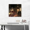 thumbnail image 2 of ARTCANVAS Girl Asleep At a Table 1656 Canvas Art Print by Johannes Vermeer - Size: 18" x 18" (0.75" Deep), 2 of 9