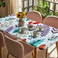 thumbnail image 3 of Spring Leaves Table Cloths for 4 Foot Rectangle Tables, Watercolor Leaf Botanical Nature Light Blue Patio Waterproof Elastic Fitted Tablecloths, Washable Rectangular Table Cover for Camping, 3 of 8