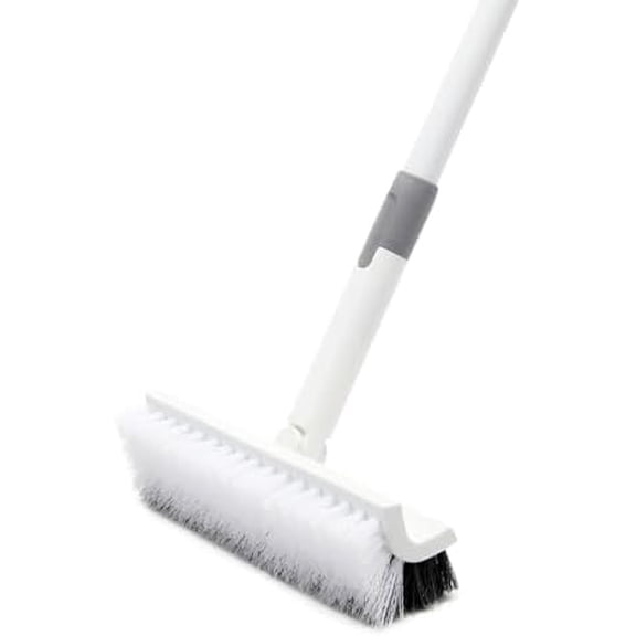 Floor Scrub Brush with Long Handle,Double-Sided V-Shaped Deck Brush,Grout Brush,Shower Floor Scrubber for Cleaning, Tile Scrub Brush with Stiff Bristles, 48"