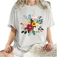 thumbnail image 5 of Drses Daisy Shirts for Women Oversized T Shirts Flower Graphic Tees Vintage Floral Print Crewneck Cotton Short Sleeve Tops, 5 of 7