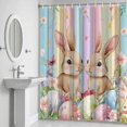 thumbnail image 5 of Shower Curtain, Easter Waterproof Fabric Bathroom Shower Curtains Set with Hooks,72 X 72 Inch Long, Colorful Easter Eggs Rabbits Spring Pastel Wood, 5 of 9