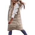 thumbnail image 2 of Chaqueta larga de plumón para mujer, sin mangas, con capucha, para invierno, cálida, talla grande, delgada, con cremallera, chaleco acolchado para exteriores, 2 of 5