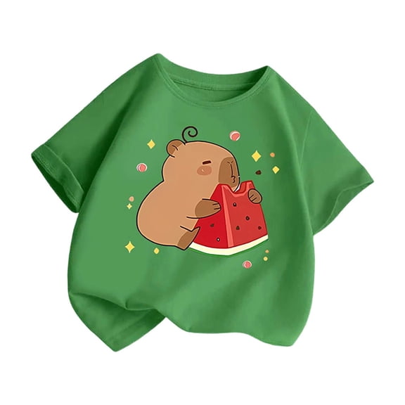 FUZHIQ Funny Soft T-Shirt for Toddler Boys Girls, Adorable Cartoon Graphic Tee, Loose Fit Lightweight Short Sleeve Pullover,5-6 Years