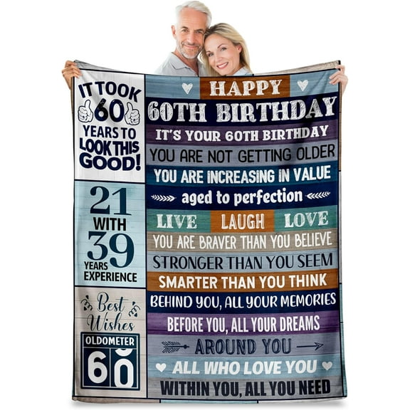 60th Birthday Gifts for Men Women, 60th Birthday Gift Ideas, Milestone 60th Birthday Decorations, Funny 60 Years Old Gift for Husband Wife Him Her Dad Mom, 60th Birthday Gifts Throw Blanket 50" x 60"