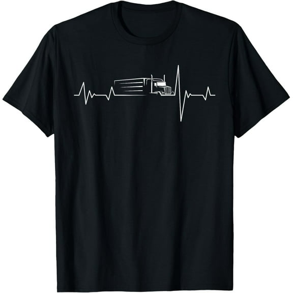 Trucker Heartbeat T-Shirt – 18 Wheeler Semi-Trailer Tractor Driver Gift Tee