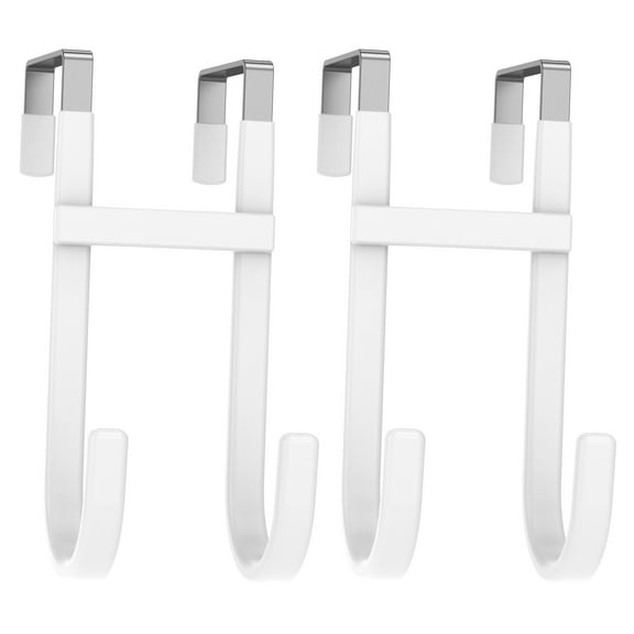 2 Pcs Over The Door Hook Nonslip Metal Door Hanger Hook with Soft PVC Coating for Living Room Bathroom Shower Bedroom Closet