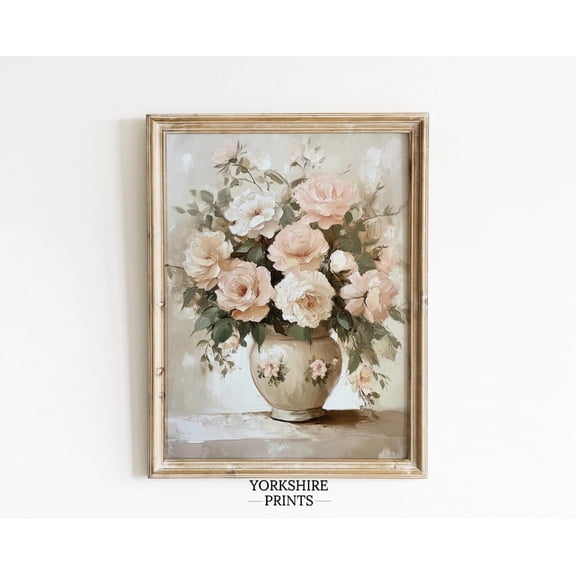 Vintage Floral Print, Shabby Chic Cottagecore Wall Art Home Decor #3605, 8x12 UNFRAMED