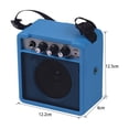 thumbnail image 5 of BIMZUC 5W Mini Portable Guitar Amplifier Combo, Blue, Dual Power 9V Battery or DC Adapter, 1/4" & 3.5mm Inputs, Overdrive & Tone Control for Electric Acoustic Guitar, 5 inches / 12.7 cm Length, 5 of 5