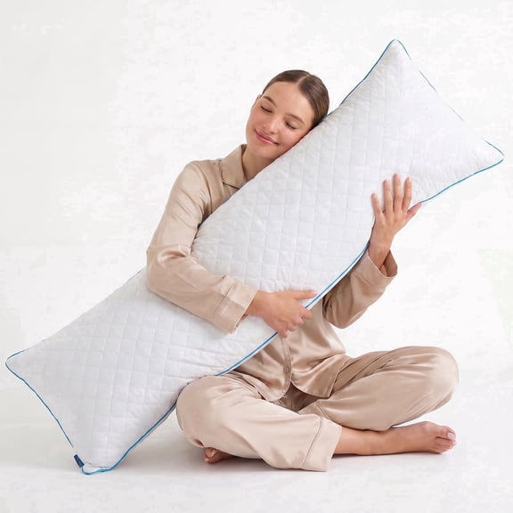 Nalqet 20x54 Adult Body Pillow with Shredded Memory Foam – Firm Support for Side Sleeping and Pregnancy, Soft Feel with Removable Washable Cover, White