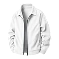 thumbnail image 7 of CCRFTGI Mens Corduroy Jacket Bomber Full Zip Vintage Casual Long Sleeve Lapel Collar Relaxed Fit Fall Winter Jacket White M, 7 of 7