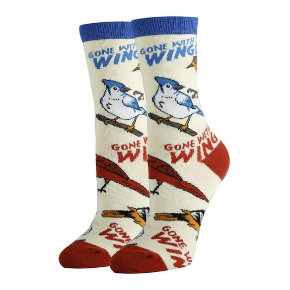 Womens Novelty Funny Crew Socks, Birds the Word, Colorful Dress Cotton Socks Crazy Fashion Socks