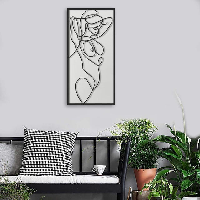 , Dibujo de Línea Estético, Boceto de Cuerpo A Colco Arte De Pared Femenino