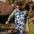 thumbnail image 3 of Dark Blue Daisy Flower Pattern Apron-Garden Aprons for Women with Pockets-Cotton Linen Waterproof Kitchen Cooking Gardening Aprons Adjustable for Kitchen,Cooking,BBQ and Salon 33x27 Inch, 3 of 4