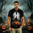 thumbnail image 5 of IAJDKMEK Halloween Men's Short Sleeve Polo Shirt - Collared Knit Shirt Breathable Summer Shirt for Holiday Wear, Daily, Golf Shirt & Costume,Black L, 5 of 7