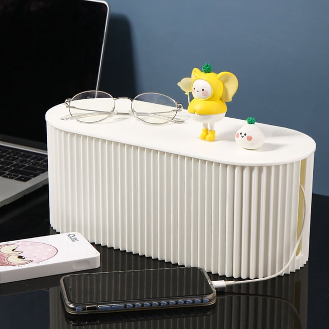 Cord Hider Box, ABS Cable Organizer Box, Insulated Cord Management Box, Desk Cord Organizer Box, Wire Box Hider, Power Strip Box with Detachable Cover for PC TV Appliances