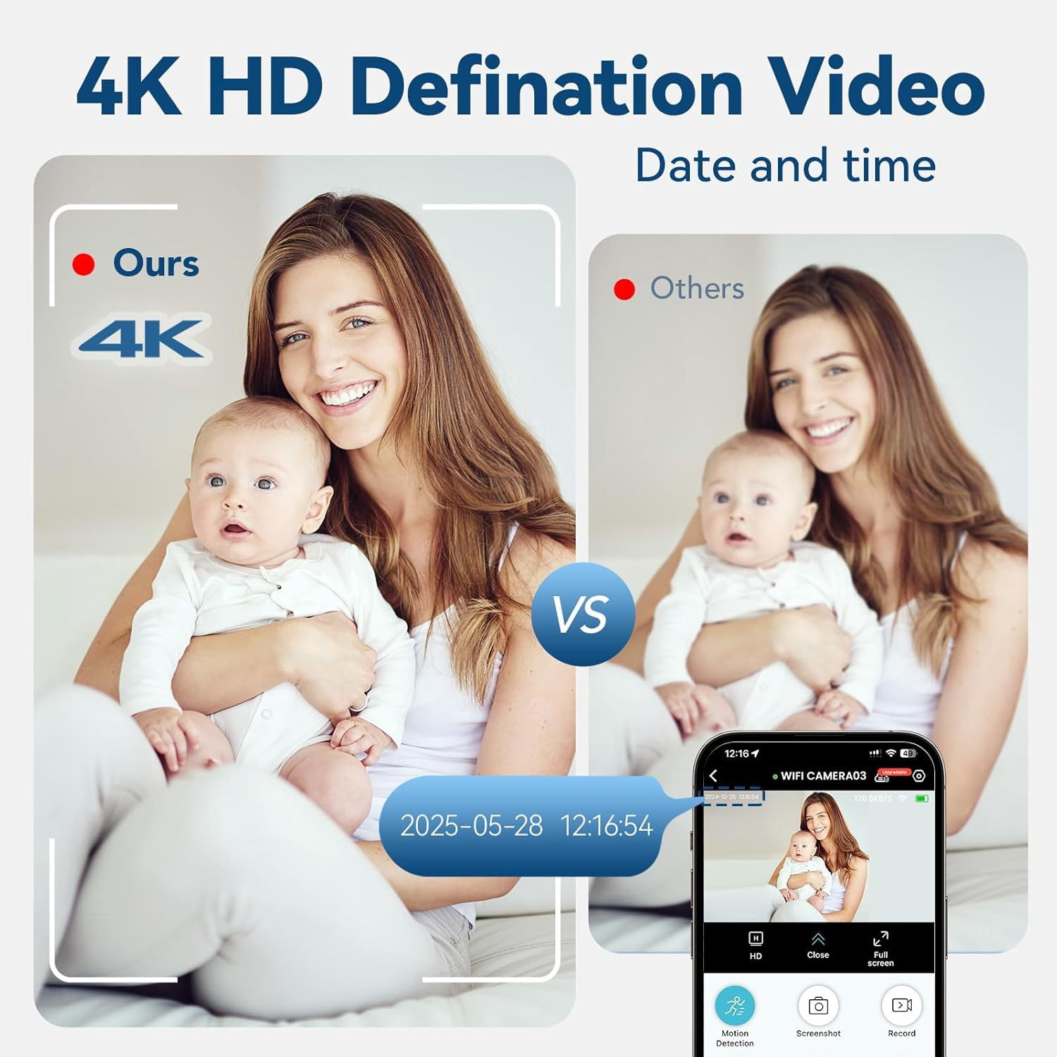 Mini Security Camera,4K HD Wireless Nanny Cam,Free Cloud&SD Storage,Miniature Pet Monitor with App,Motion Detection,Infrared Night Vision,Works with/Without WiFi for Baby/Pet/Nanny Monitoring Camera