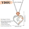 thumbnail image 5 of Ydou Rose Heart Initial Necklace for Women, 14K White Gold Plated Love Heart Letters with Rose Flower Pendant Necklace for Women, 5 of 9