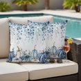 thumbnail image 2 of Outdoor Pillow Covers 20x20 Set of 2, Blue White Pumpkins Waterproof Patio Throw Pillow Covers for Couch Sofa Chair, Thanksgiving Fall Blue Eucalyptus Leaves Decorative Pillowcases for Throw Pillows, 2 of 9