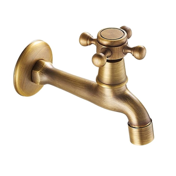 Grifo Del Fregadero De De Baño Del Jardín De De Cruz De Aleación Antigua Montada En Pared 4 Baoblaze Grifo de agua