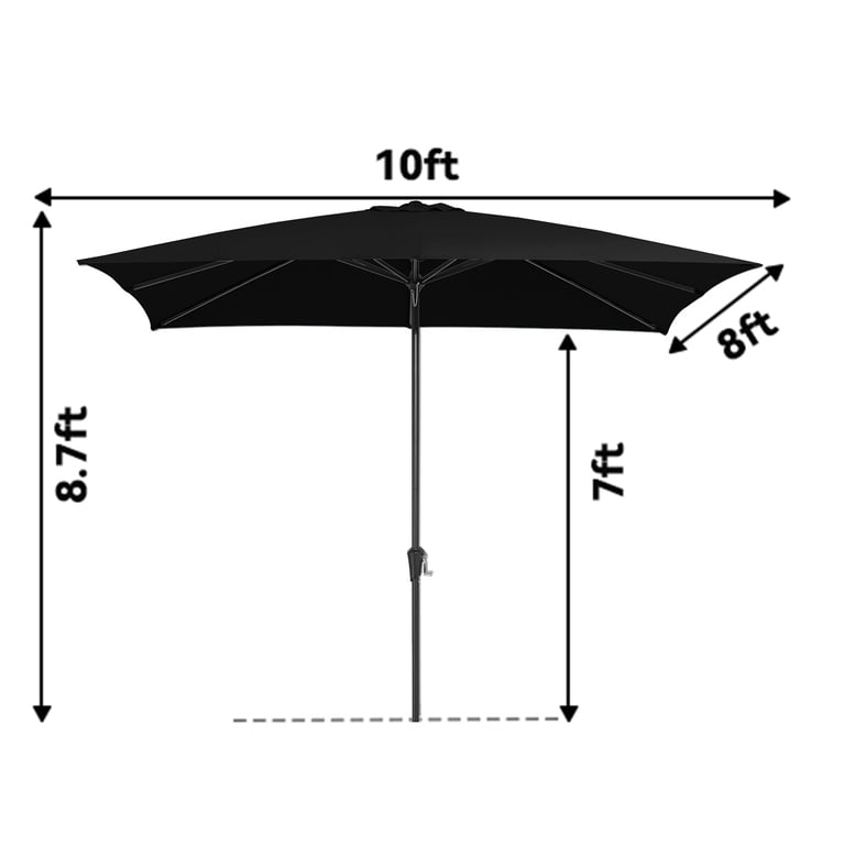 black 8 x 10 patio umbrella JUSTLET 8 x 10 ft Outdoor Rectangular Patio Market Umbrella, Black