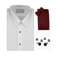 thumbnail image 1 of Lay-Down Collar Tuxedo Shirt, Burgundy Cummerbund, Bow-Tie, Cuff Links & Studs Set, 1 of 1