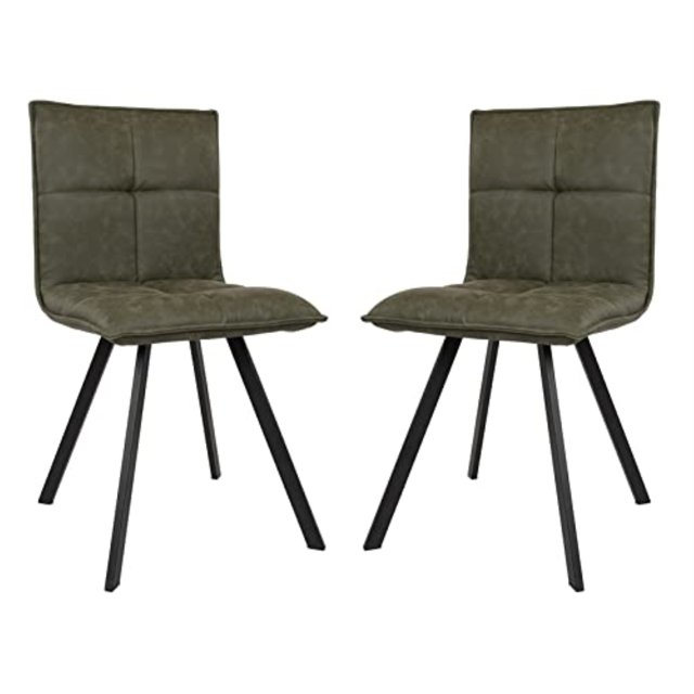 Juego de 2 sillas de comedor de cuero moderno Wesley de LeisureMod con patas de metal LeisureMod WC18G2