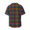 thumbnail image 5 of KLL Rainbow Houndstooth Print Men's Shirt Short Sleeve Button Down Summer Cuba Beach Shirts- 4X-Large, 5 of 5