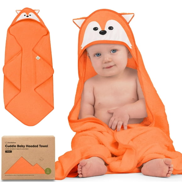 Toalla de bebé con capucha KeaBabies 89x89 cm suave de bambú, diseño de zorro