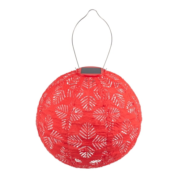Allsop Soji Stella - Brights Geo Palm - 12" Outdoor Solar Lantern - Chili