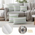 thumbnail image 6 of 2 Pack Outdoor Waterproof Throw Pillow Covers,Sage Green and Grey Stripe Decorative Square Pillow Case Patio Pillowcases for Chair Couch Sofa 16x16in, 6 of 9