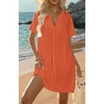thumbnail image 6 of Women's V Neck Short Sleeve Swimsuit Cover Up for Summer Beach Orange Red M, 6 of 7