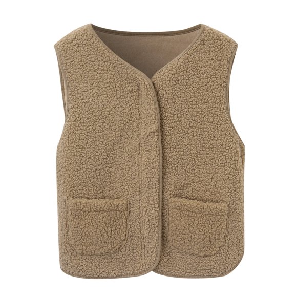 TJAZFJPA Gilet en Tricot Gilet en Agneau pour Femmes 2024 Automne et Hiver Nouveau Gilet Polyvalent Gilet en Peluche à Boucle Hauts pour Femmes Longues Poches Gilet Drapé Violet