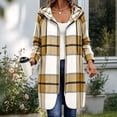 thumbnail image 2 of Uaswgudfs Women's Plaid Hooded Long Coat Zip Up Flannel Jacket Casual Loose Outerwear for Fall Winter Daily Wear, 2 of 8