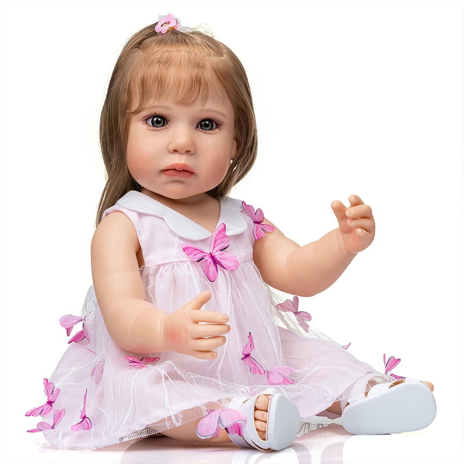 Hot Selling 55 cm Bebe Doll Reborn Toddler Girl Pink Princess Very Soft  Full Body Silicone Beautiful Doll Real Touch Toy Gifts