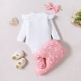 thumbnail image 6 of Bjutir Cute Toddler Baby Bodysuits Set Girls Long Sleeve Ribbed Romper Bodysuit Hearts Prints Pants Headbands Outfits For 9 Months, 6 of 6