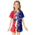 thumbnail image 1 of Kids' 4th Of July Printed Satin Pajama Set Short Sleeve, 1 of 4
