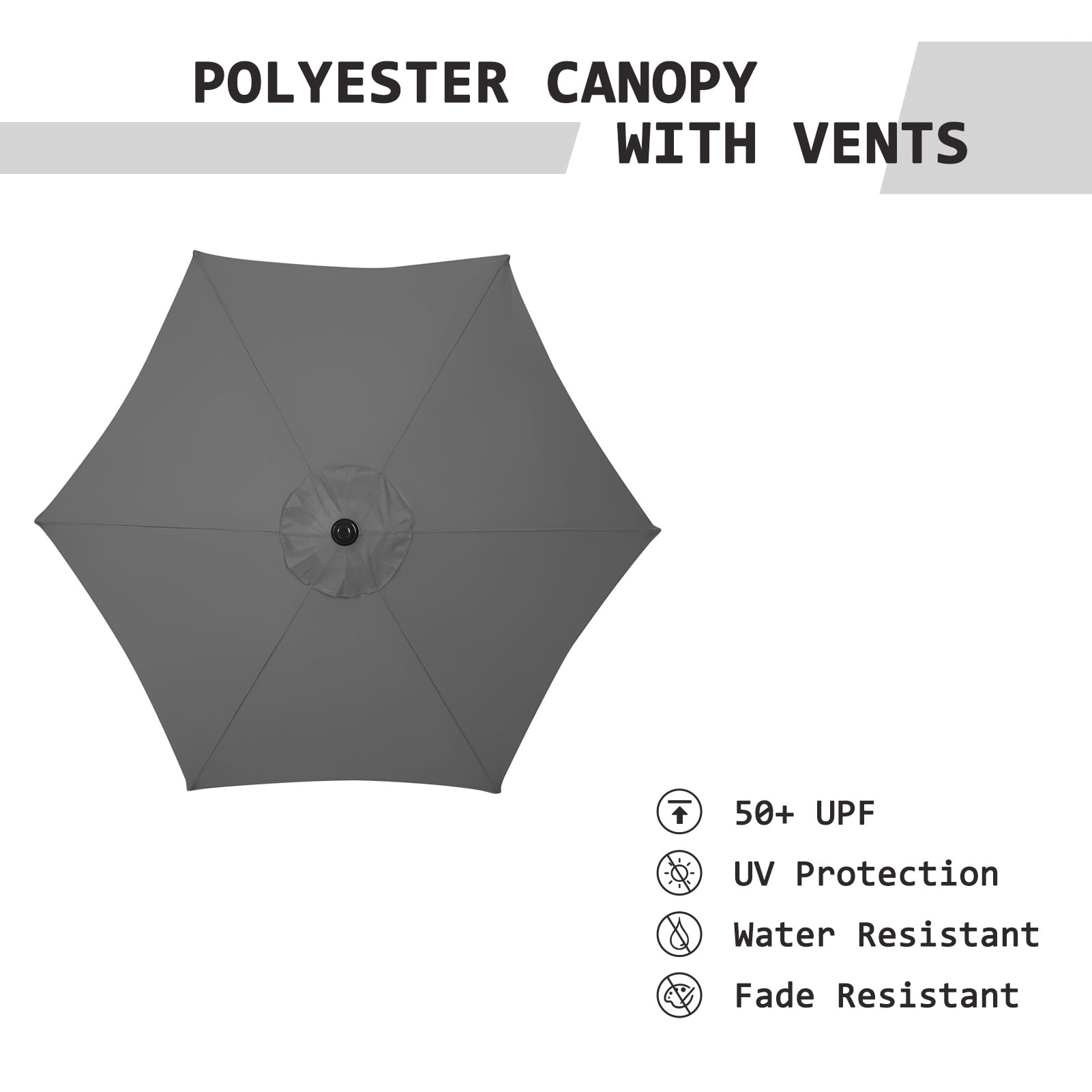 Autlaycil 7.5’ Patio Umbrella with Tilt and Crank, Adjustable Outdoor Market Umbrellas, 6 Sturdy Ribs UV Protection Water Resistance for Garden, Deck, Backyard, Pool (Grey)