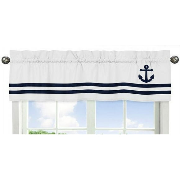 Anchors Away Collection Nautical Navy and White Boys Window Valance