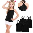 thumbnail image 6 of AHTJRT 4 Pack Tank Tops for Girls Workout Beach Running Vest Cross Racerbacks Camisole Top Lightweight Cotton Soft Tops Black#01 12 Years, 6 of 6