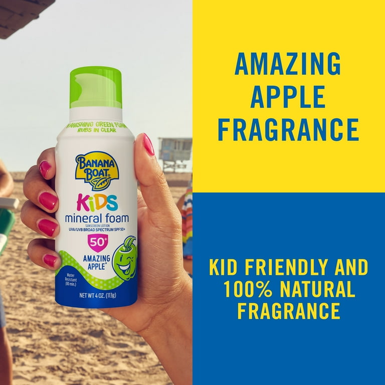 Banana Boat Kids Mineral Foam Sunscreen, Amazing Apple Scent Banana Boat Kids Mineral Foam Sunscreen, Amazing Apple Scent