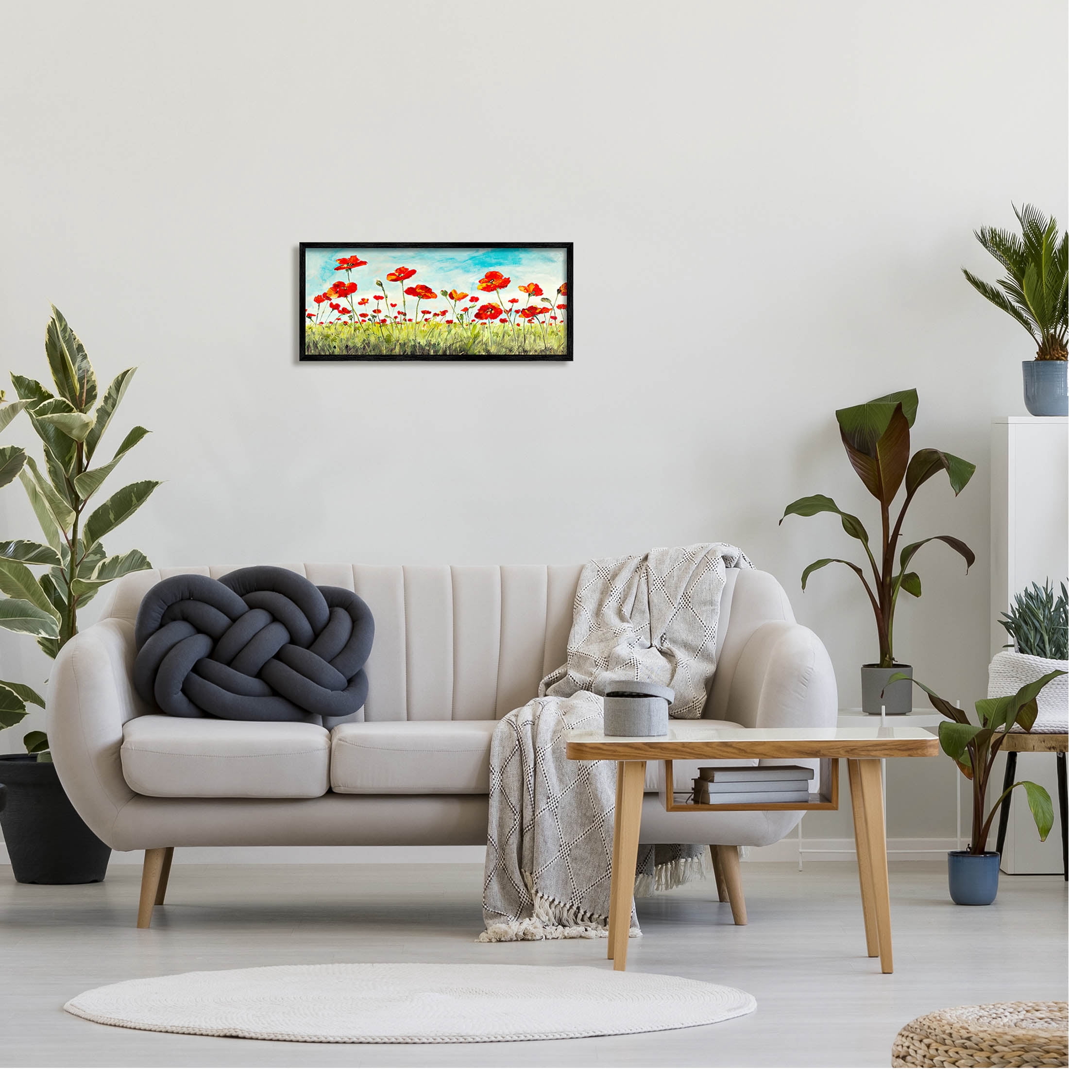 Stupell Industries Bright Red Poppies Meadow Painting Black Framed Art Print Wall Art, Design by Julie DeRice