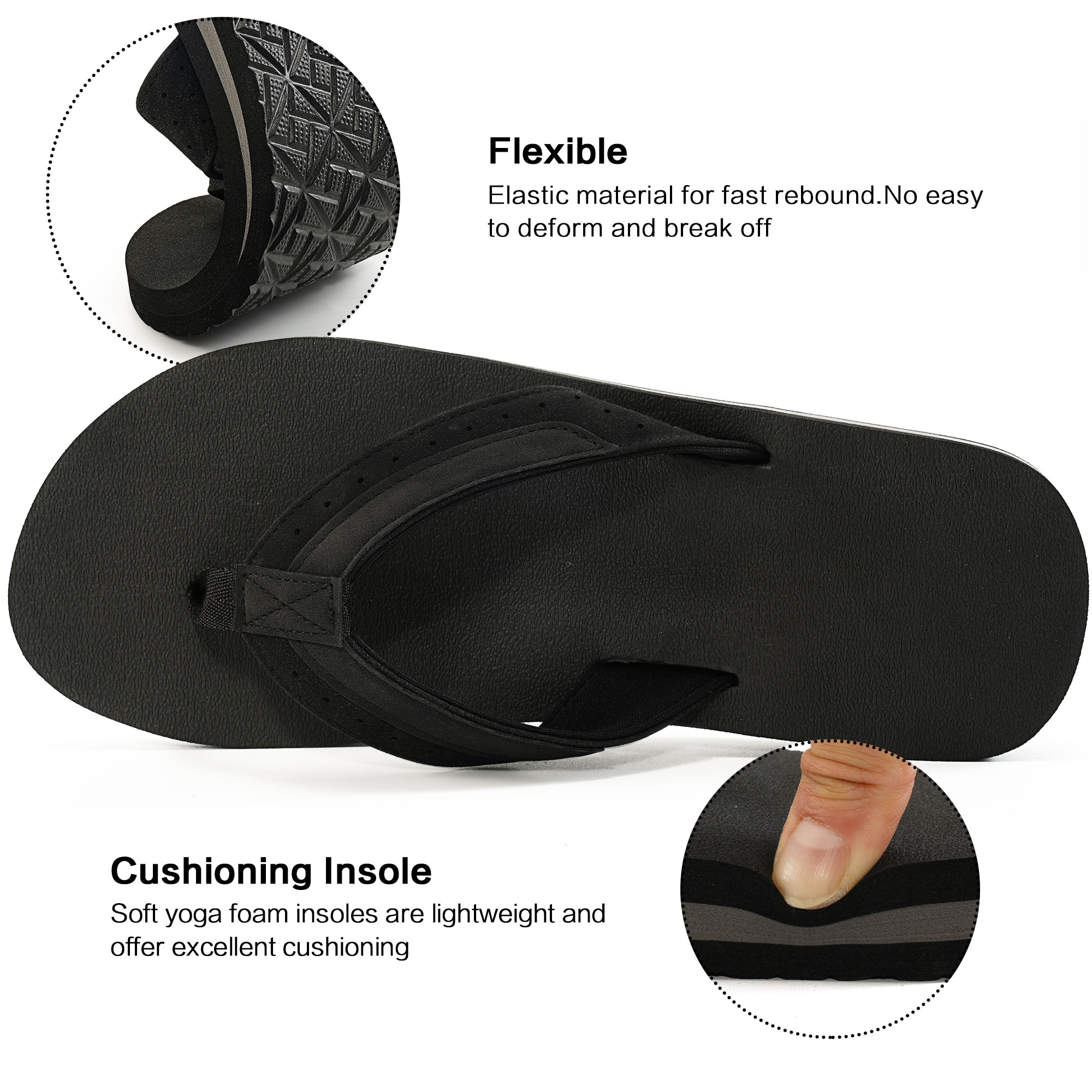 Ecetana Men's Leather Flip Flops with Arch Support photo 4