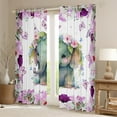 thumbnail image 2 of Eleplant Curtains & Drapes Cute Eleplant Cartoon Woodland Animals Blackout Curtains,Light Purple Floral Window Curtains, 2 of 6