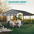 thumbnail image 2 of JXXRZ 12x20FT Outdoor Metal Carport, Heavy Duty Galvanized Steel Car Canopy for Truck, SUV, Boat, Black, 2 of 12