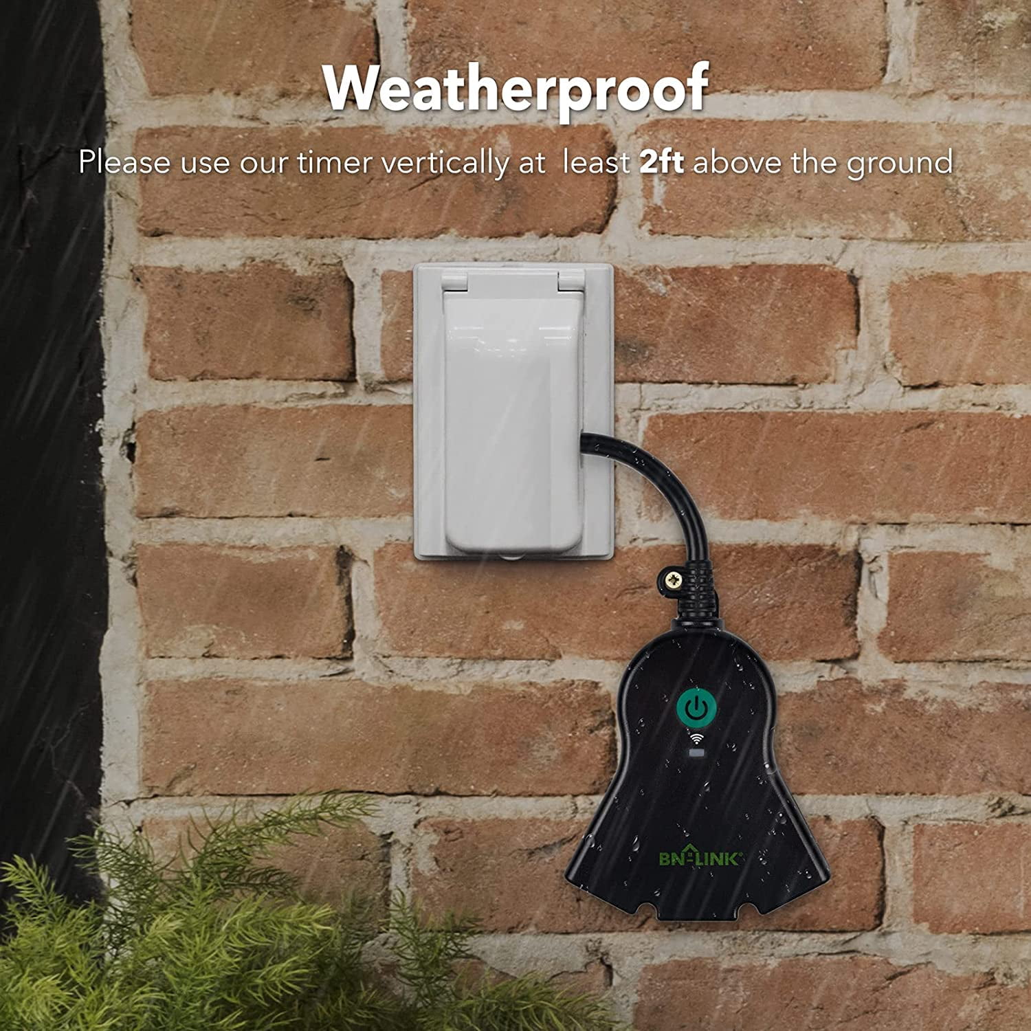 Outdoor Smart Plug WiFi Heavy Duty Timer with One Grounded Outlet BN-LINK