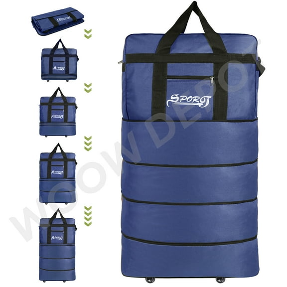WOOW DEPOT 40in Expandable Suitcase Bag 4 Layer Collapsible Rolling Luggage Wheeled Duffle Bag Large for Home Storage Cargo Travel Business Moving